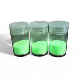 Grönt Neon Glow Slime Powder i tre genomskinliga burkar för DIY slime som lyser i mörker